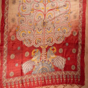Pure Tussar Silk with Kantha (Brick Red)