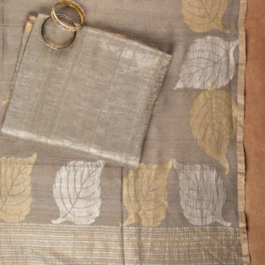 Pure crushed Georgette Banaras Weave (Grey)